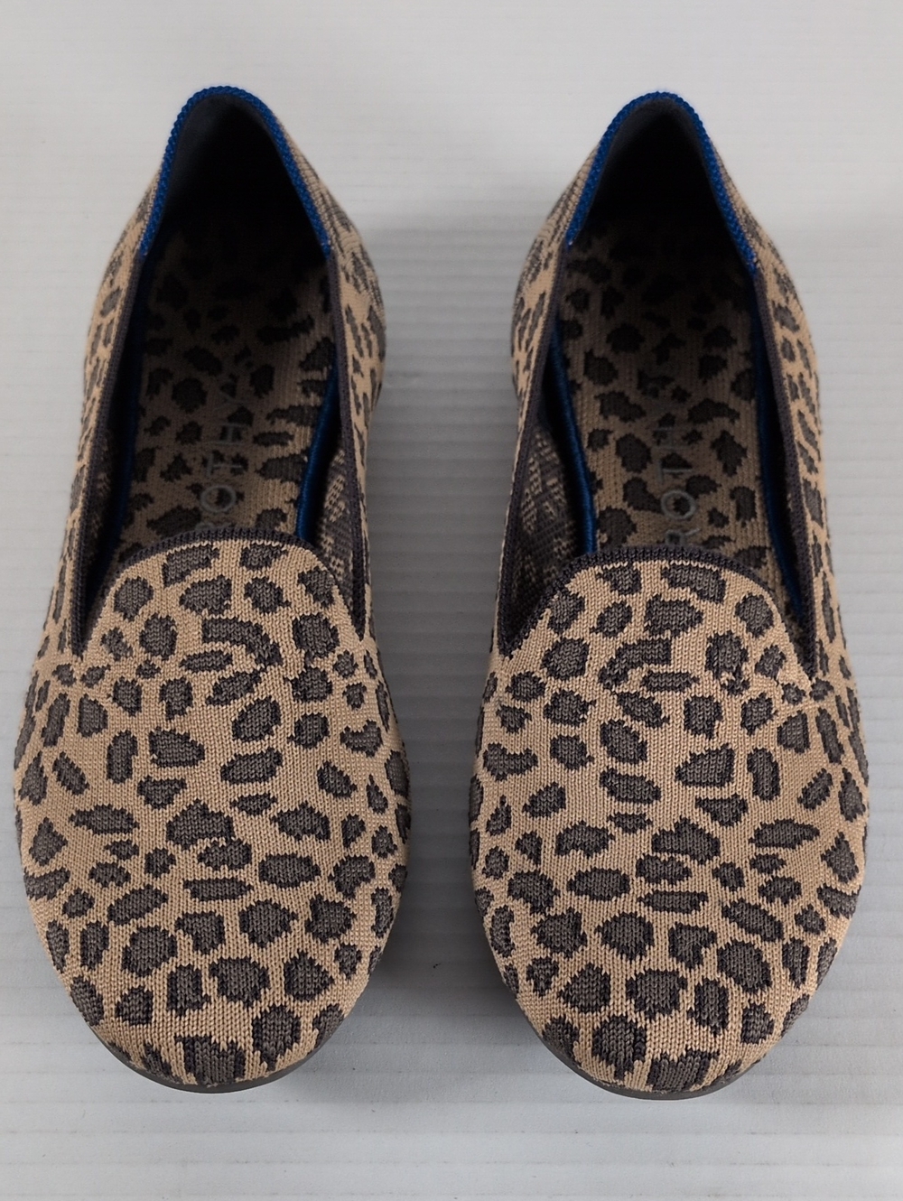 Rothy's The Loafer Flats Womens 9 Tan Brown Leopard Print Textile Slip On Shoes